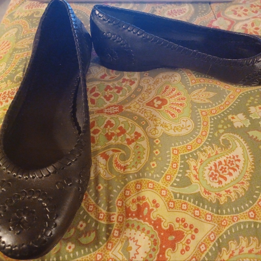 Jack Rogers 11 black leather flats loafers shoes